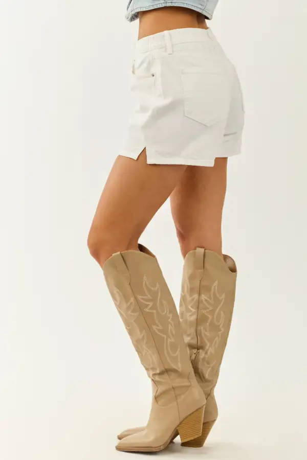 Smocked Waist High Rise Jean Shorts