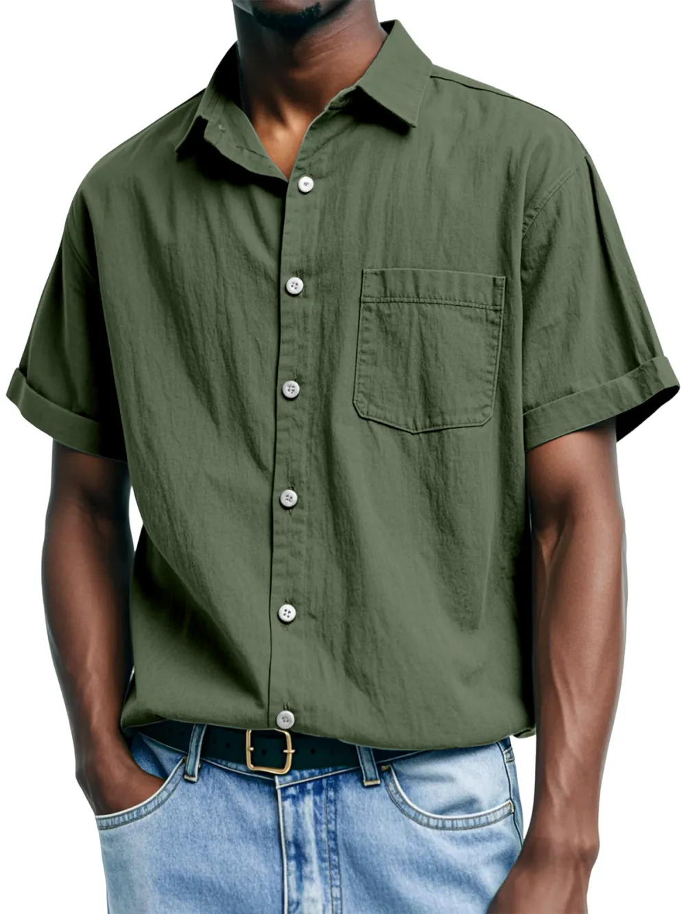 Short Sleeve Open Collar Shirt