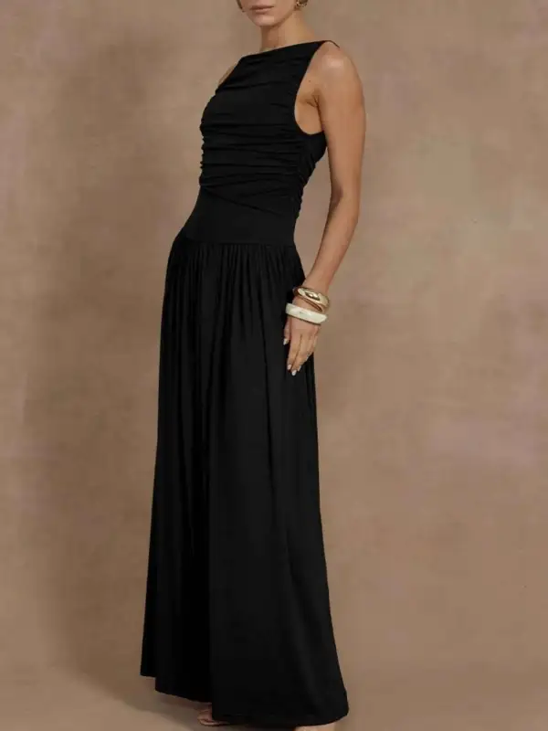 Plus Size Ruched Sleeveless Maxi Dress