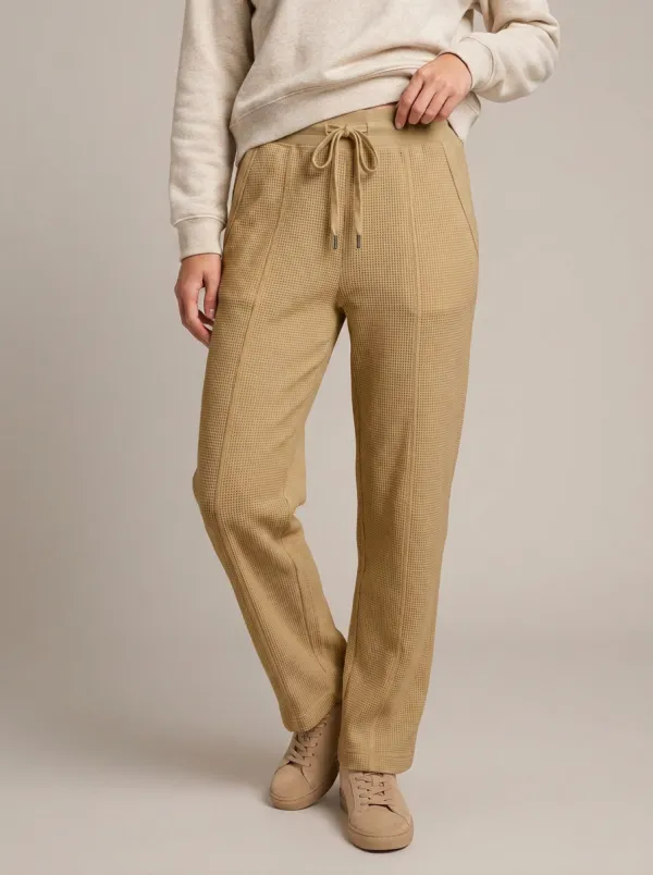 Women's Casual Loungewear Waffle Knit Drawstring Jogger Pants