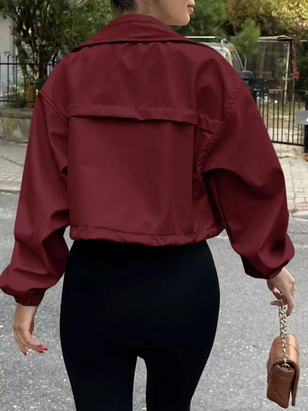 Drawstring Hem Zip Up Jacket