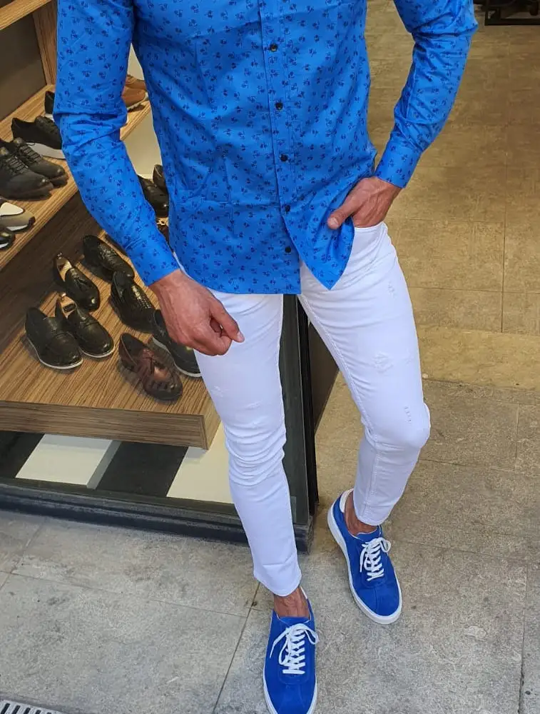 Refined Slim Fit Cotton Floral Print Casual Shirt