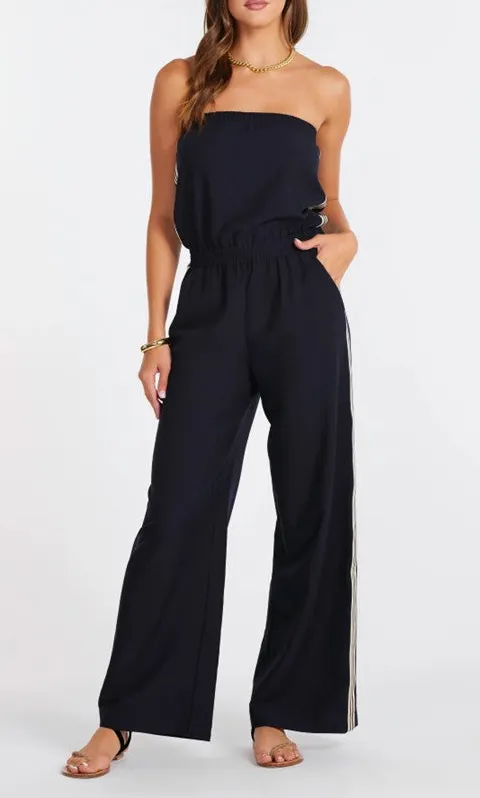 Black Strapless Wide Leg Jumpsuit