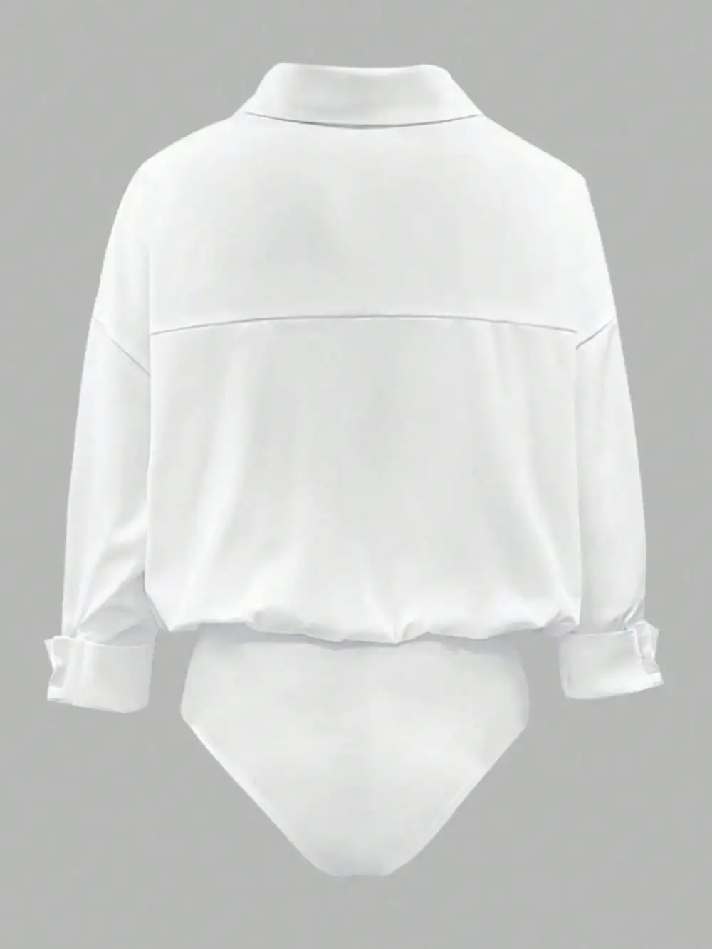 Button Down Long Sleeve Bodysuit Shirt