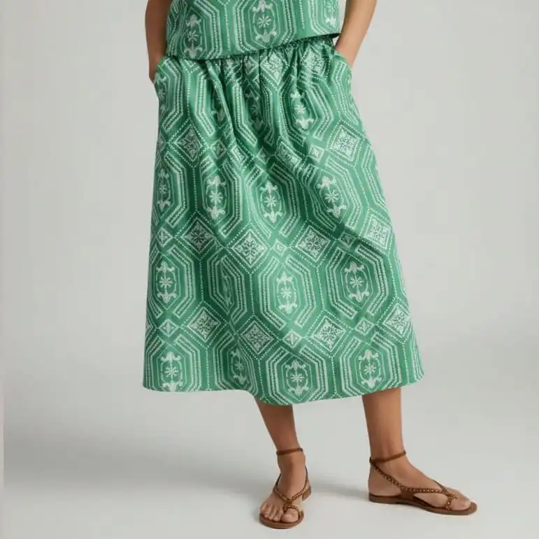 Embroidered A-Line Midi Skirt