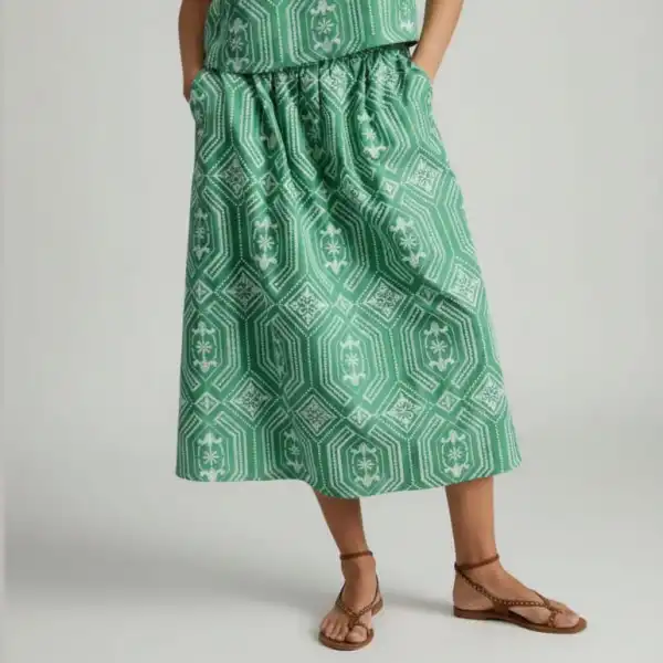 Embroidered A-Line Midi Skirt