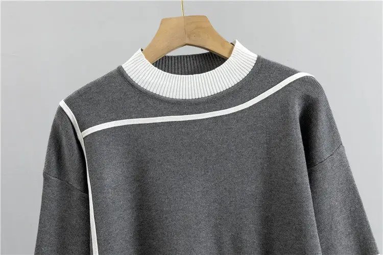 Colorblock casual knitted two-piece set