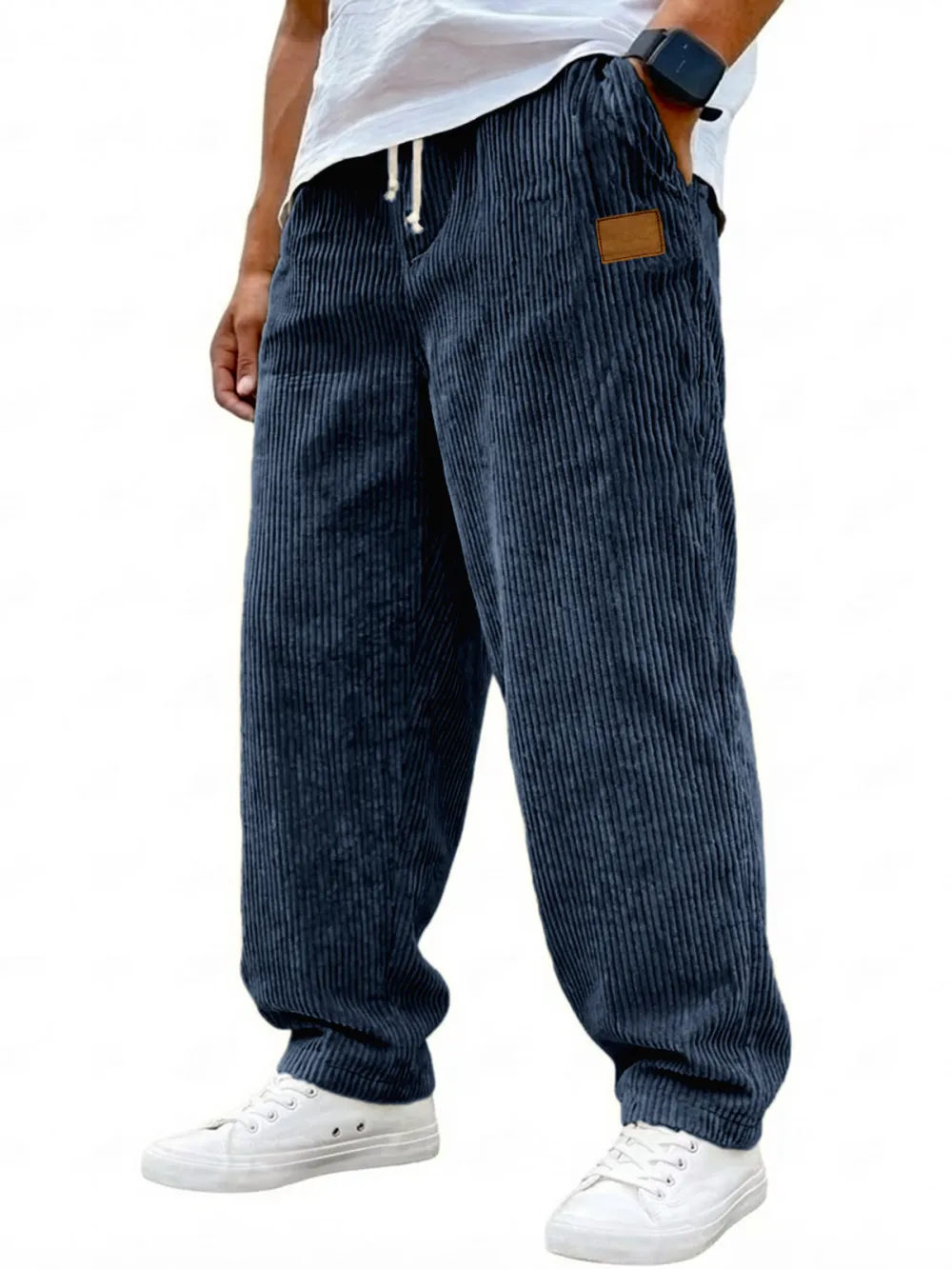 Corduroy Drawstring Seamed Trousers