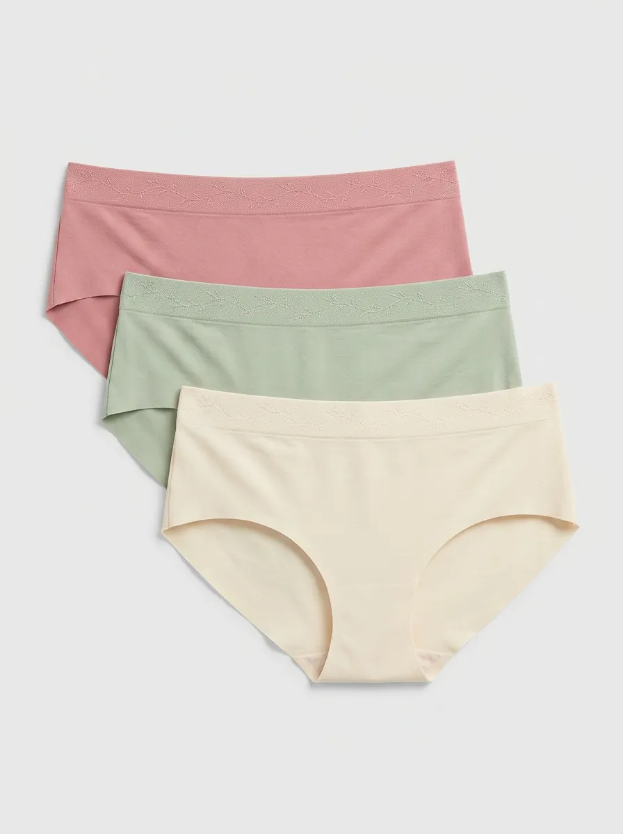 Seamless Floral Women's Three-Piece Panty Set