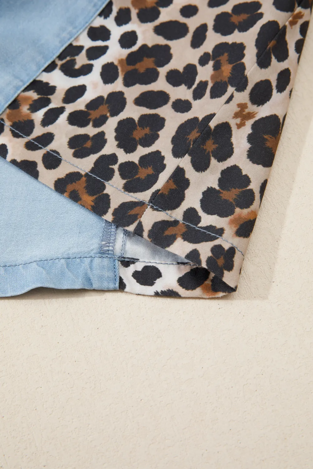 Blue Leopard Patchwork Shirt Dress