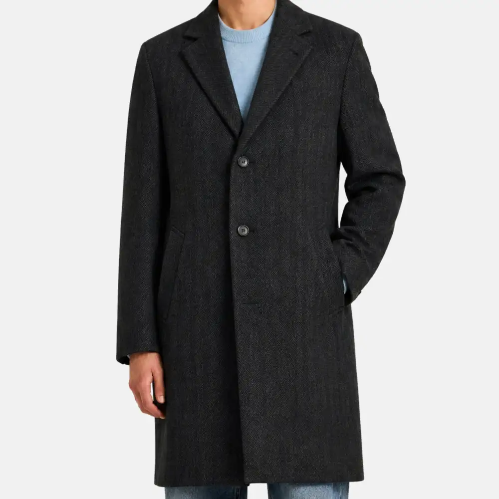 Herringbone Tailored Wool Coat