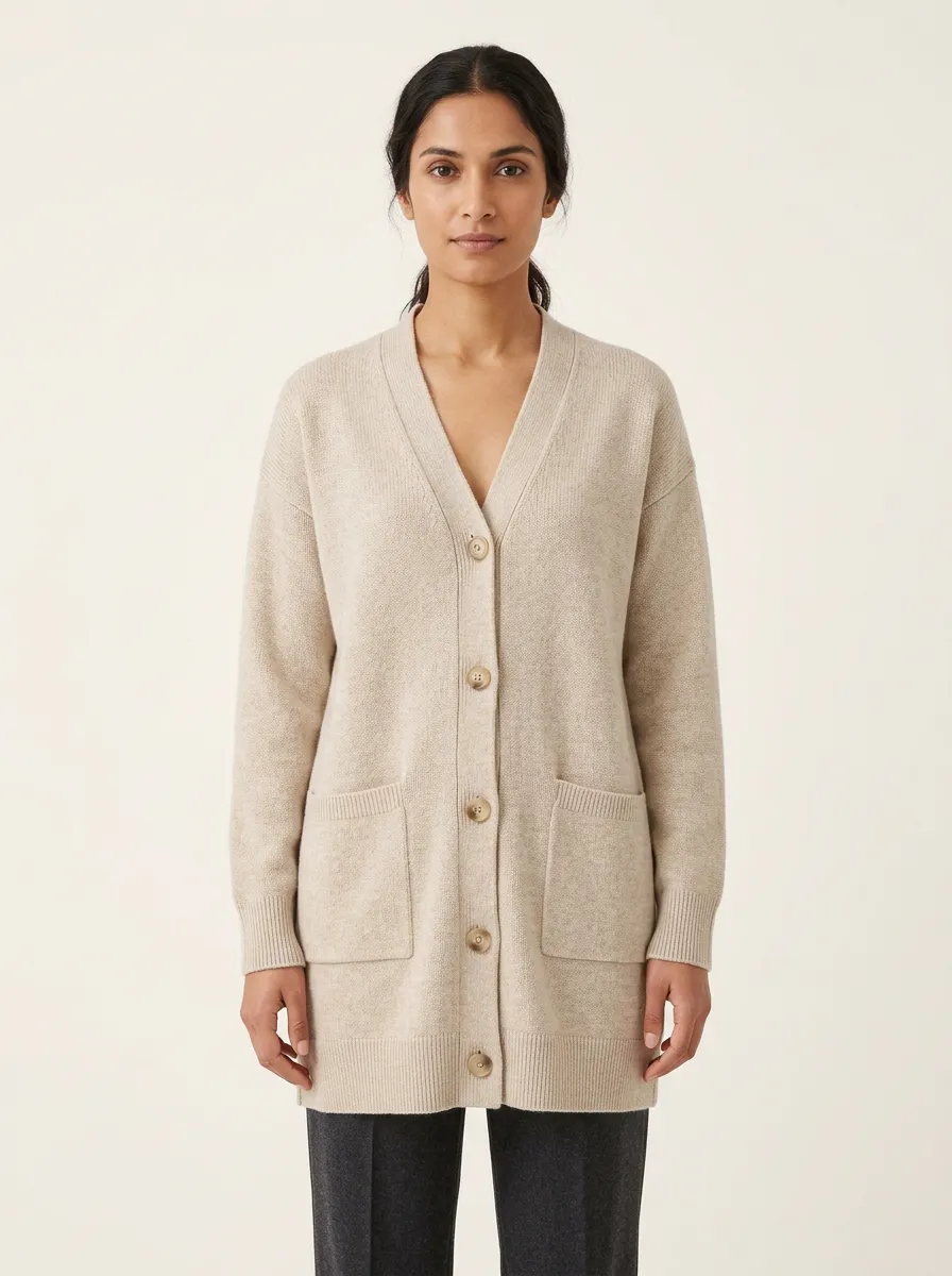 Women's Casual Minimalist V-Neck Buttoned Knit Cardigan