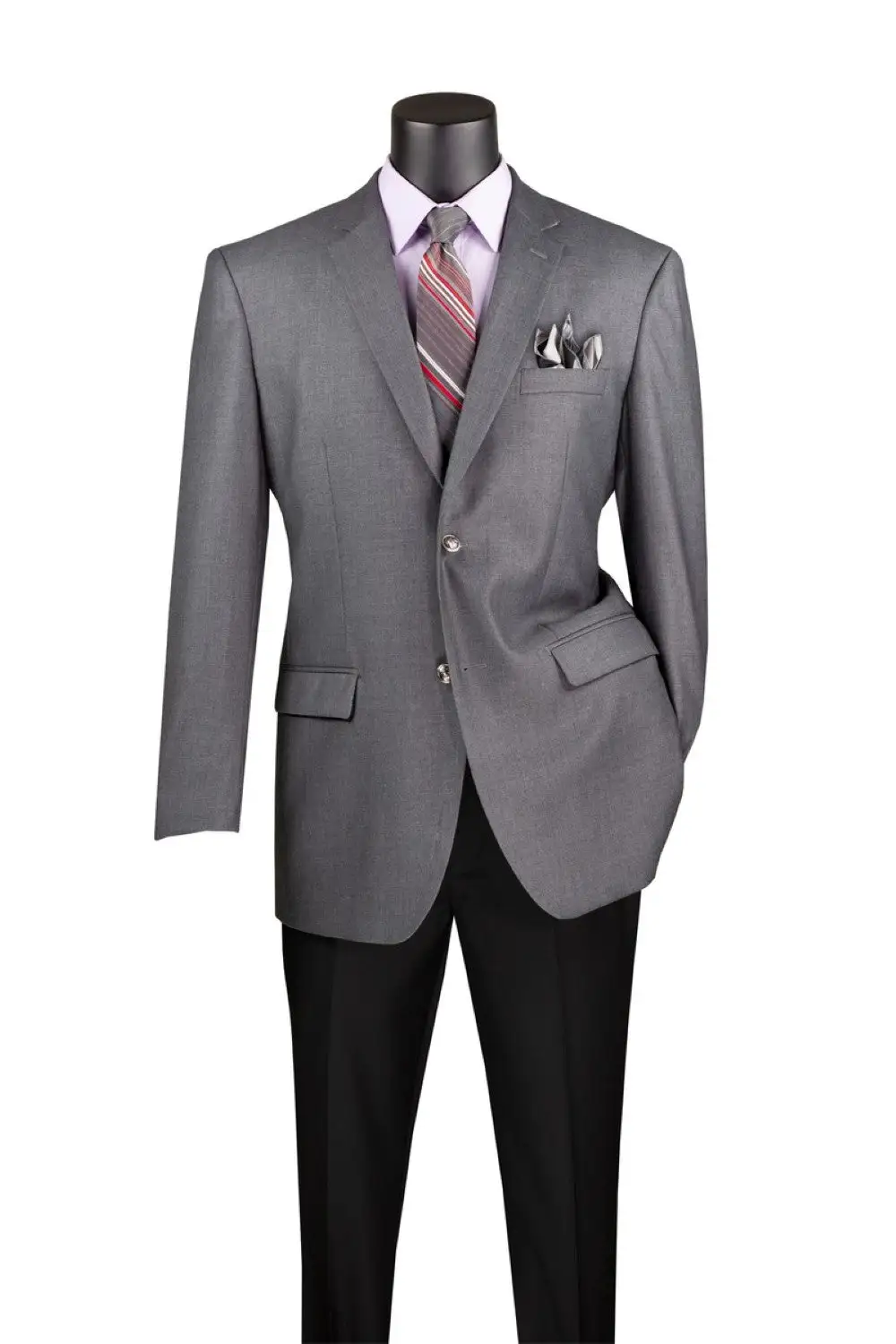 Medium Gray Regular Fit Solid Single Breasted Two Button Notch Lapel Blazer