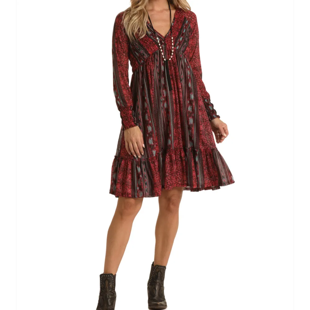 Classic Knit Smocked Long Sleeve Casual Dress