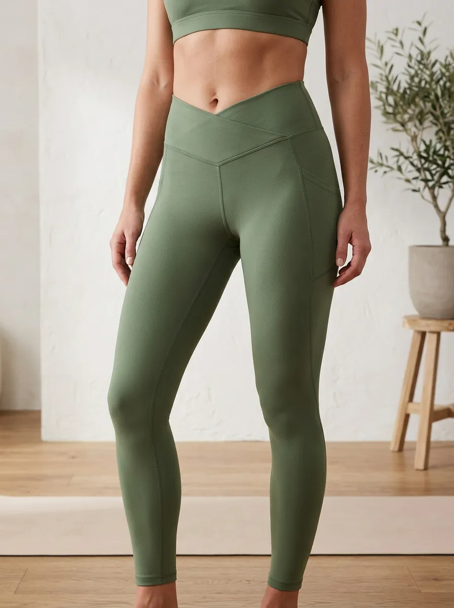 Women's Crossover Waist Pocket Active Leggings