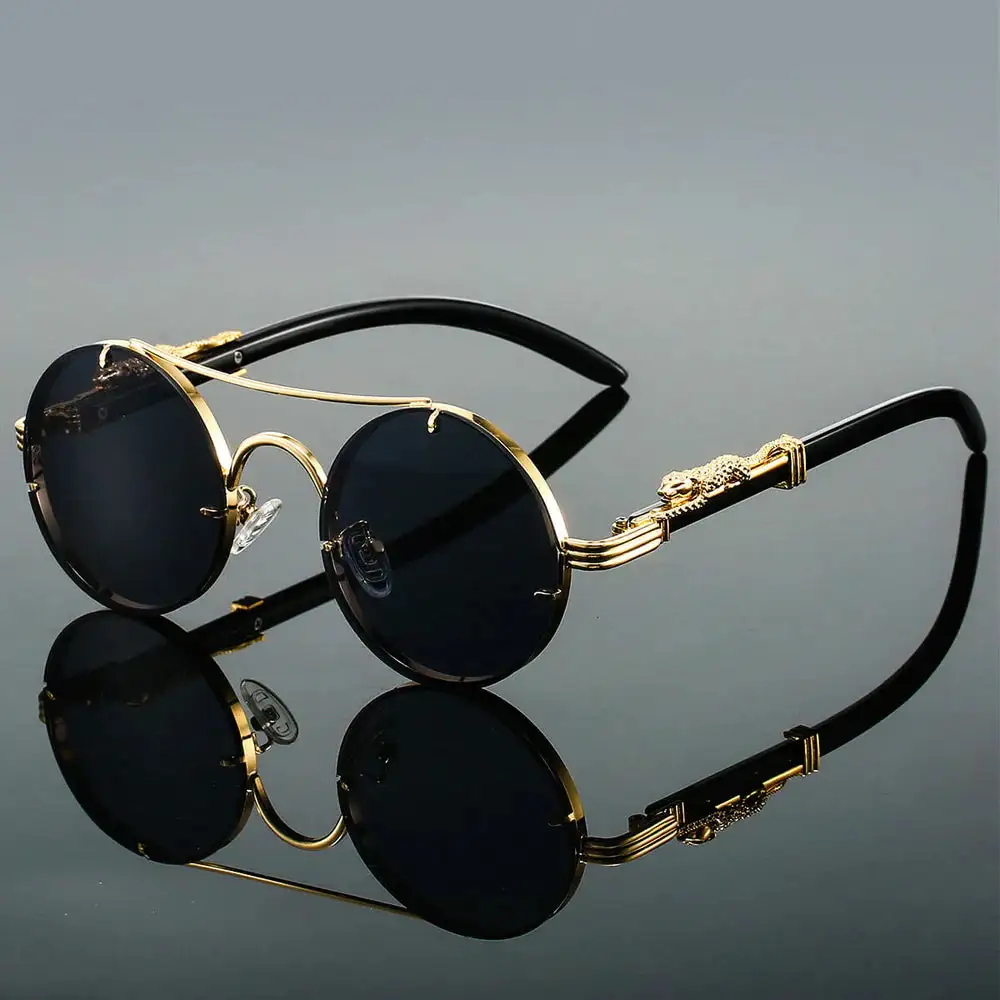 Polished Round Frame Sunglasses