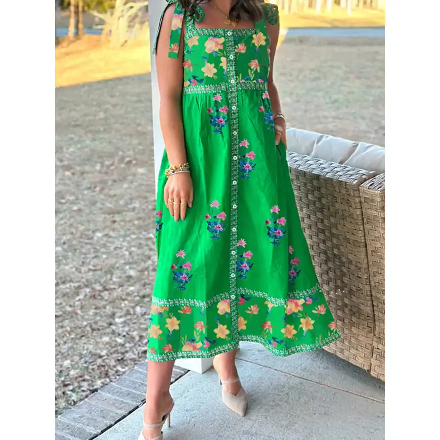 Tie Shoulder Midi Dress