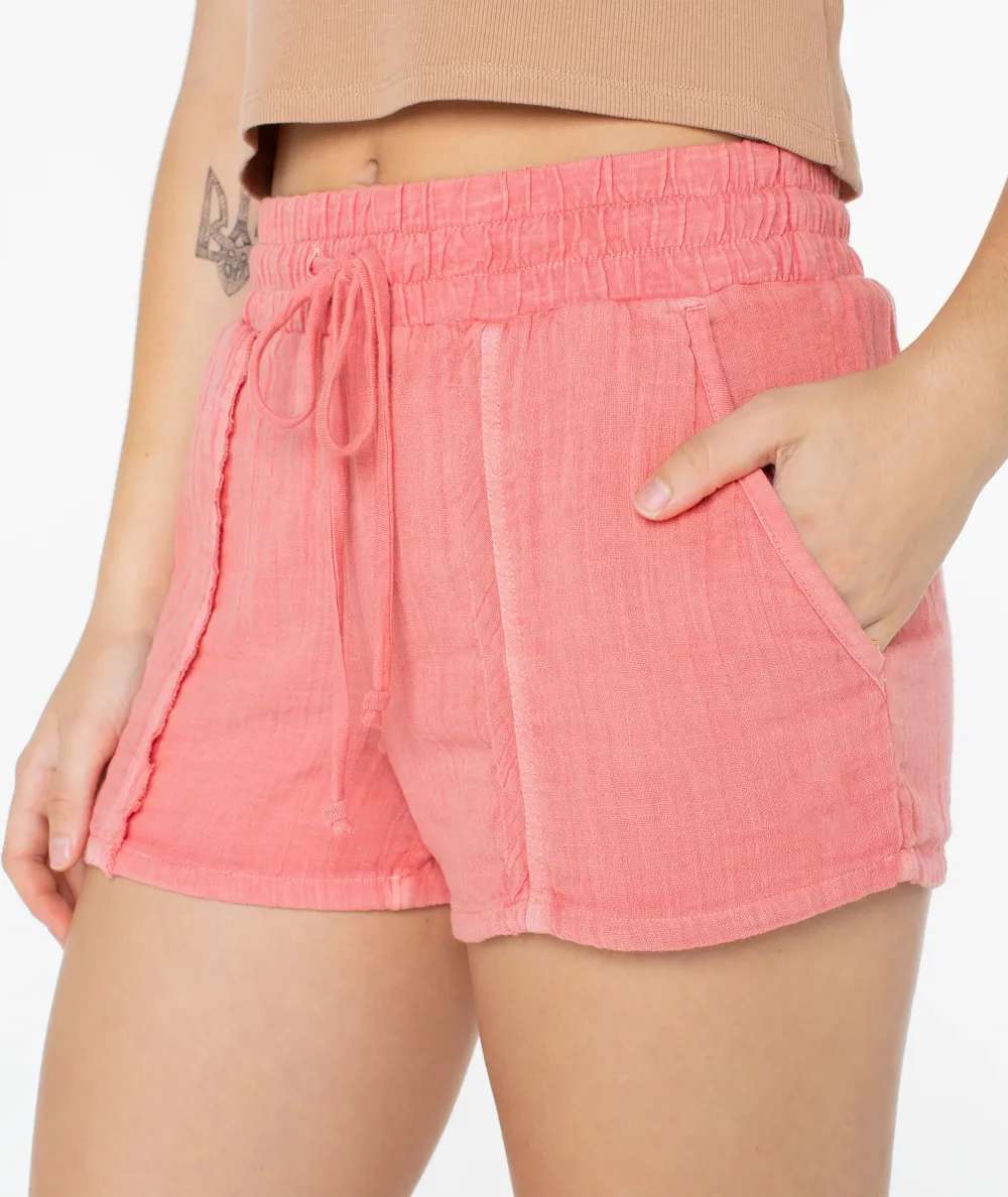 Raw-Edge Hem Pure Cotton Shorts