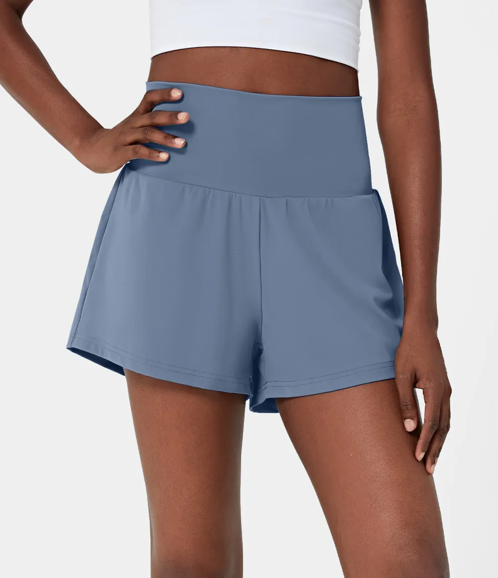 2026🔥  Super High Waisted Back Pocket & Side Hidden Pocket 2-in-1 Yoga Shorts 2.5
