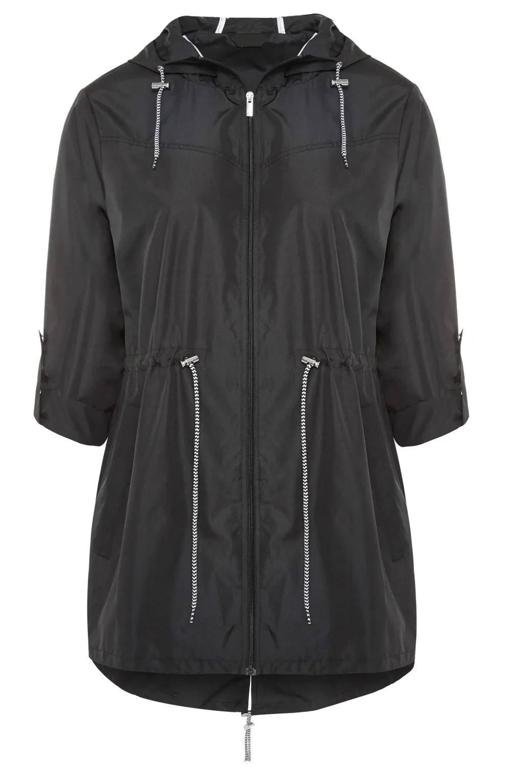 Casual Style Black Pocket Parka