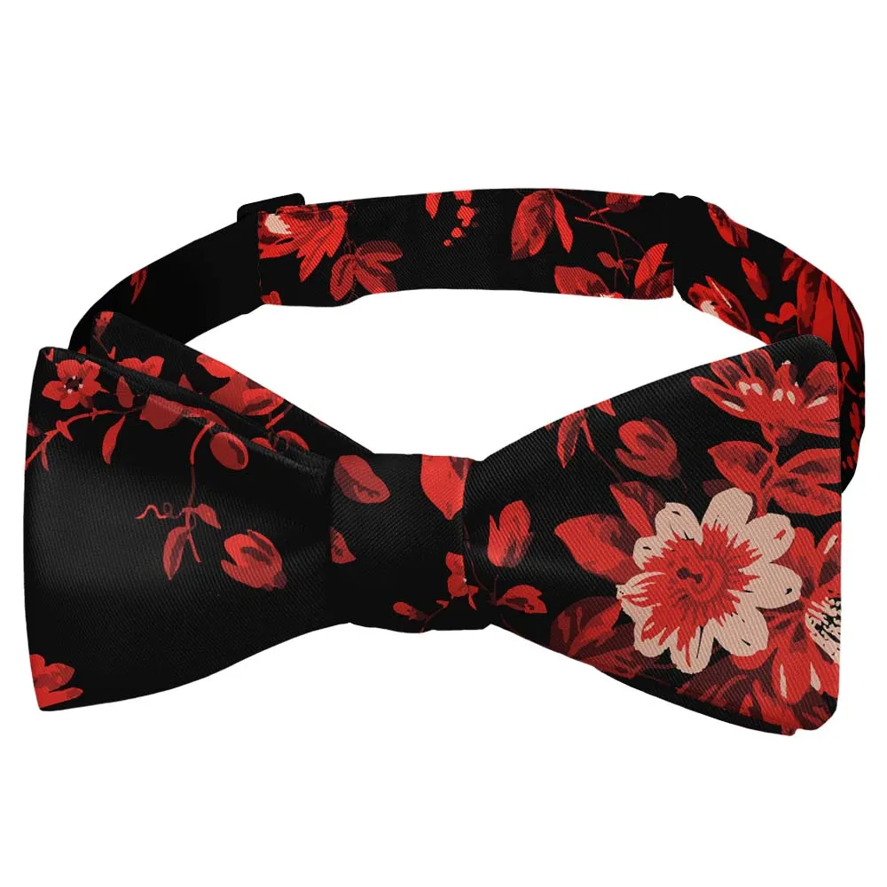 Noir Floral Motif Bow Tie
