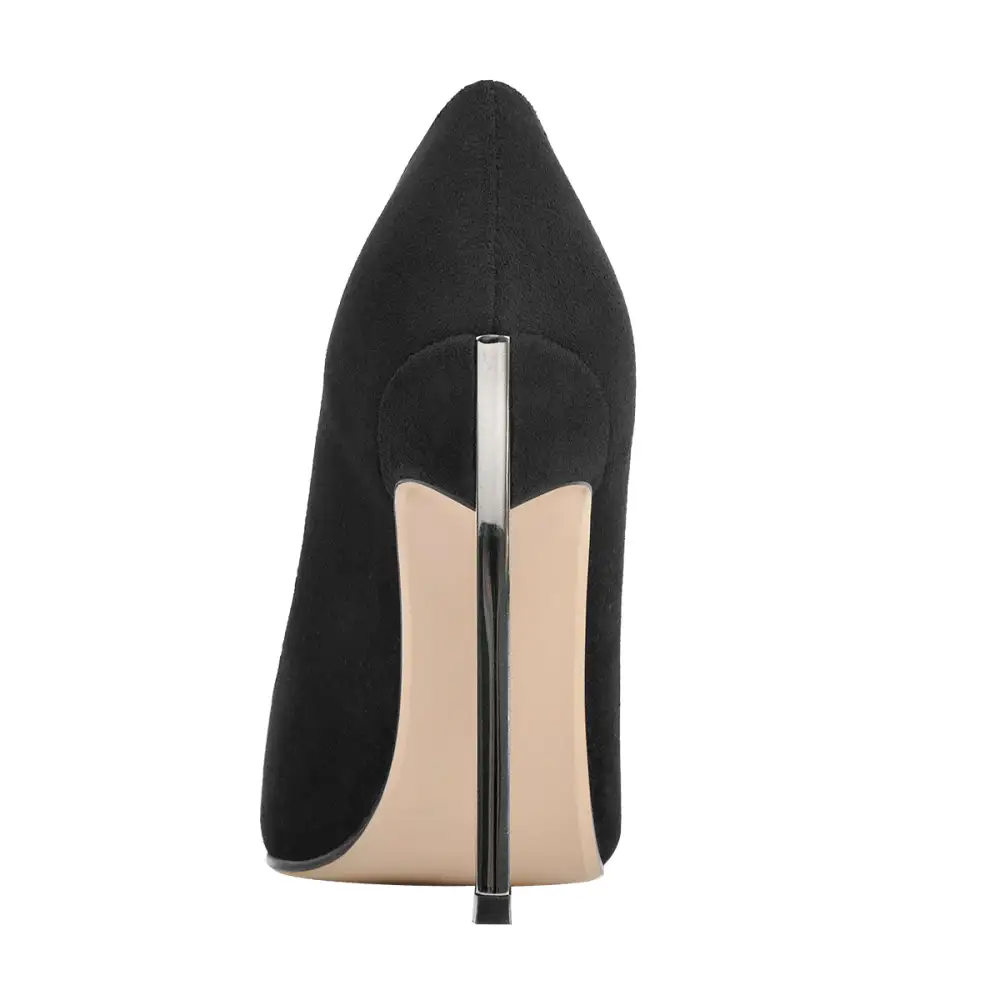 Modern Patent Finish Pointed Toe Metal Heel Pumps