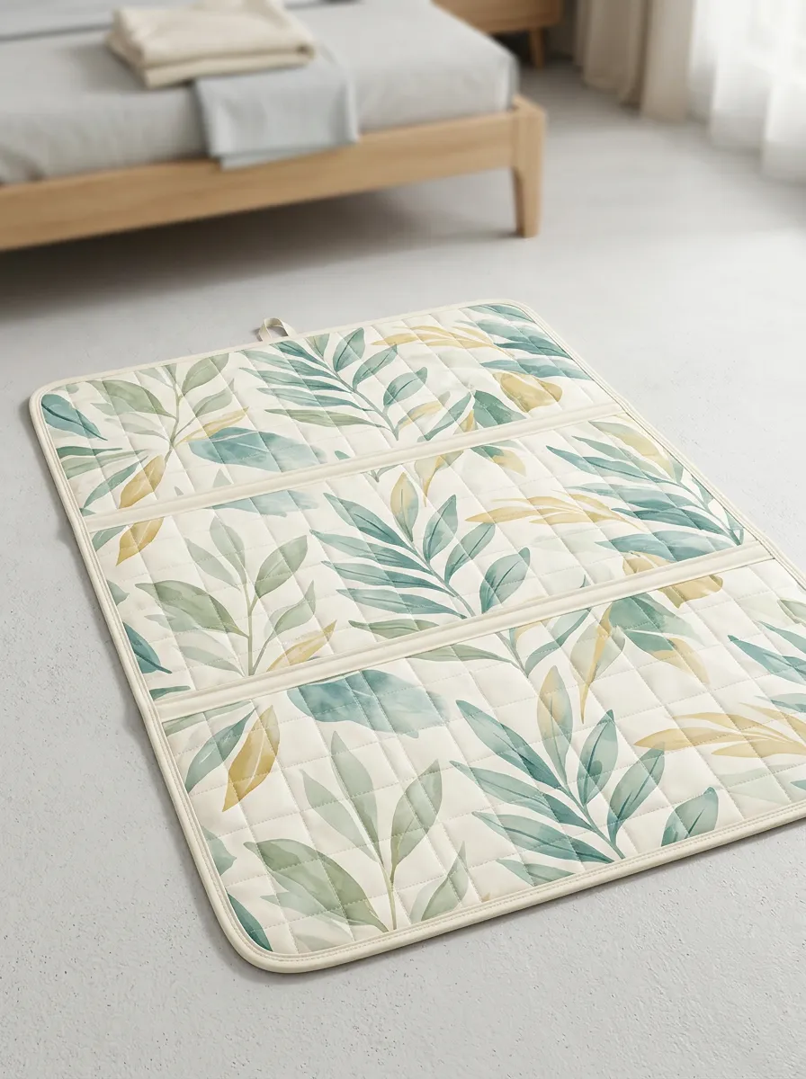 Botanical Nature Lover Watercolor Leaf Pattern Cooling Mat