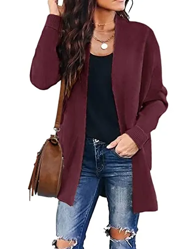 Women's Long Sleeves Open Front Leopard Print Knitted Sweater Cardigan Coat Outwear