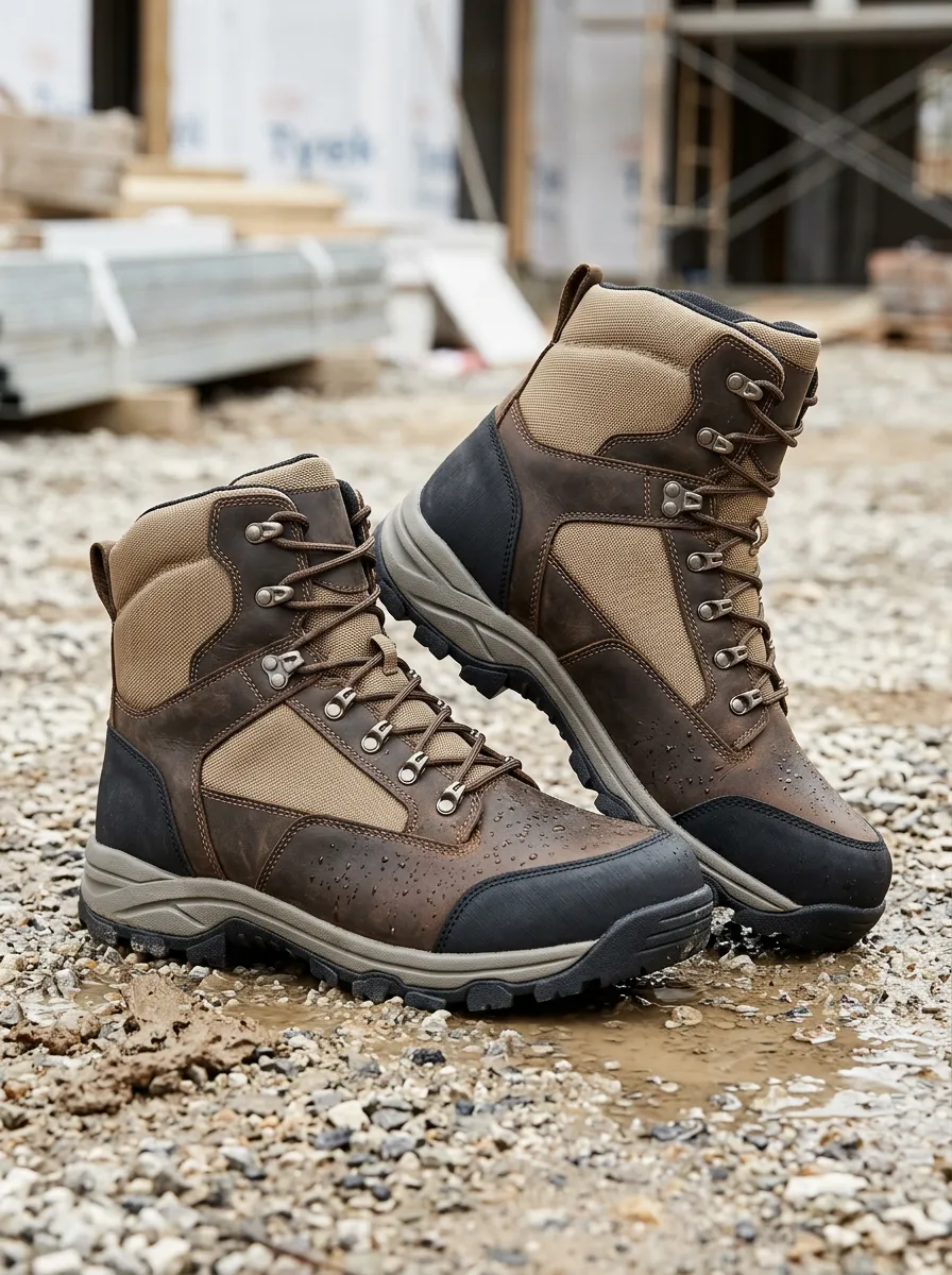 Men's Tactical Waterproof Brown Leather Work Boots