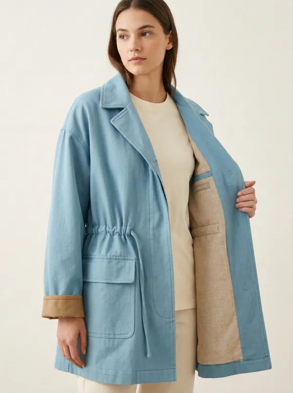 Casual Outdoor Drawstring Waist Utility Jacket