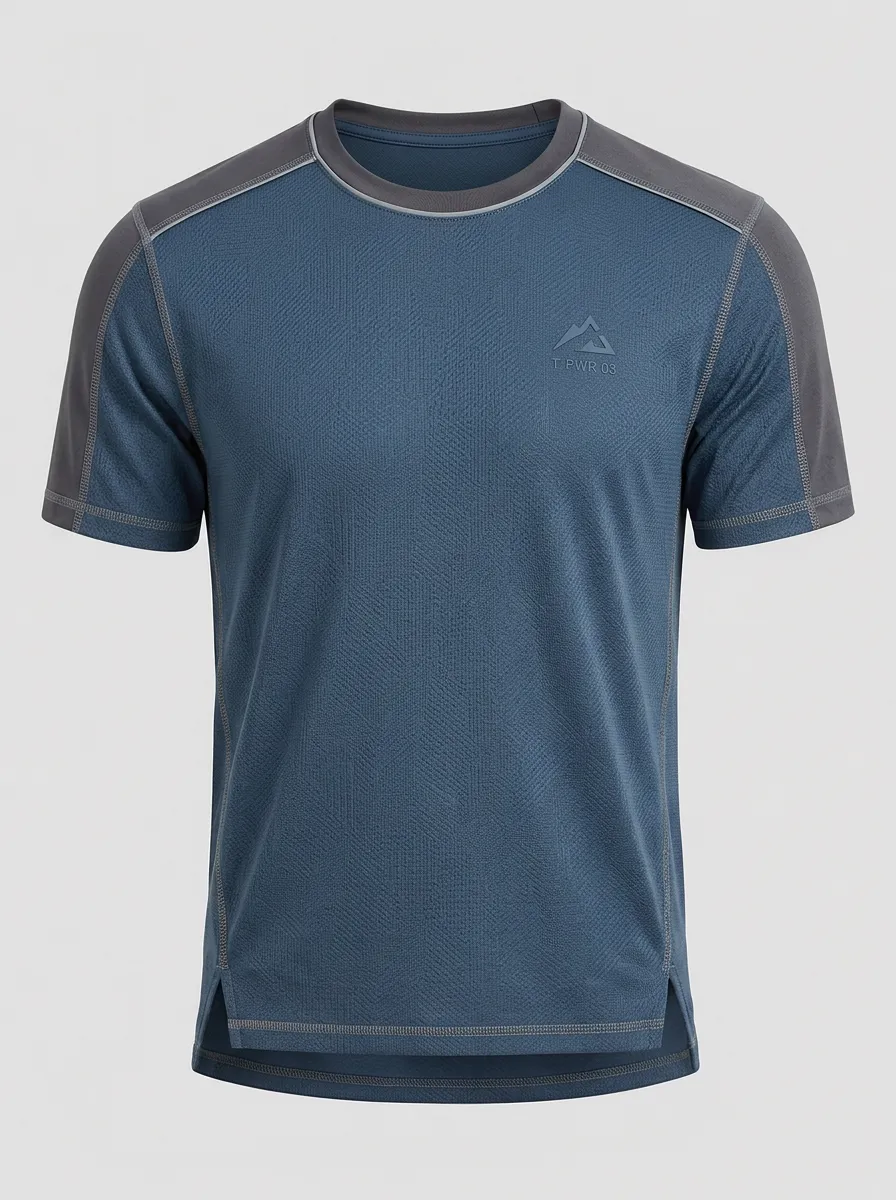 Men's Athletic Breathable Textured Logo Printed T-shirt