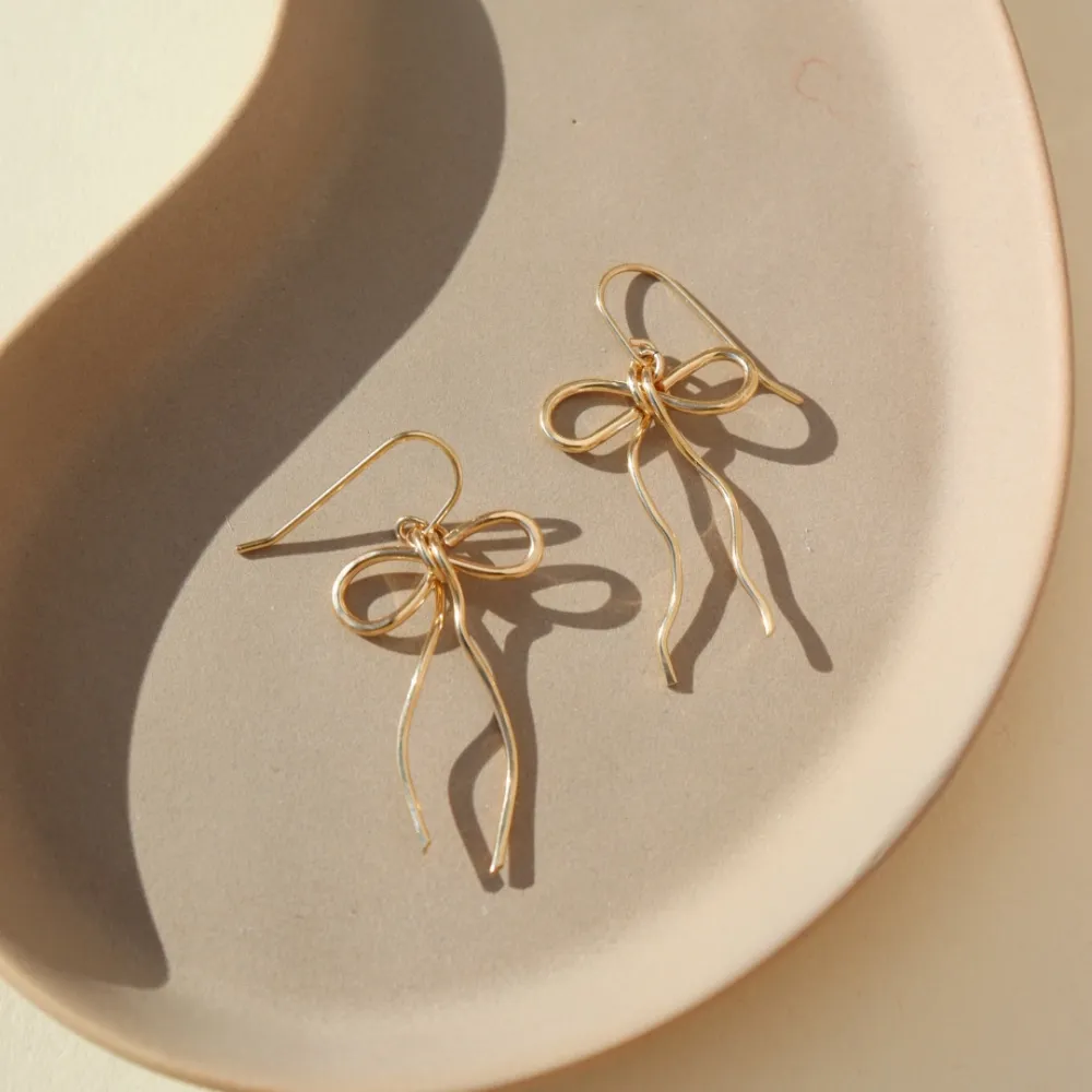 Delicate Bow Drop Earrings