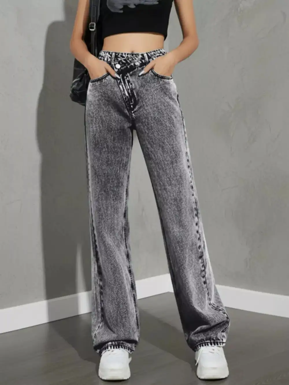 Front-Closure High-Waist High-Rise Denim Jeans