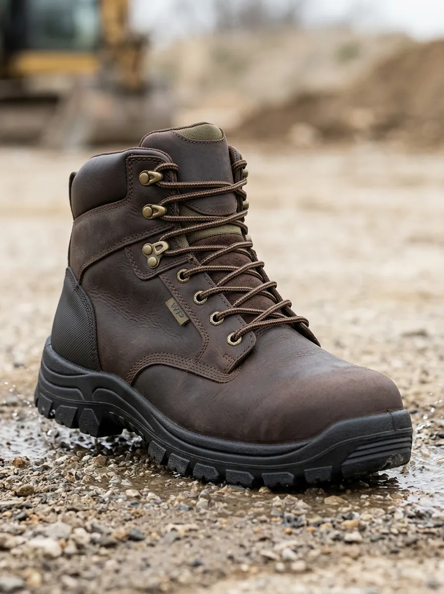 Workshop-Ready Leather-Look Men's Waterproof Work Boots