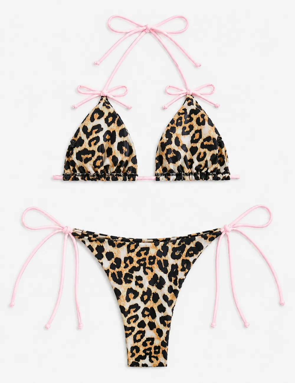 Halter Bow Detail Triangle Bikini Set