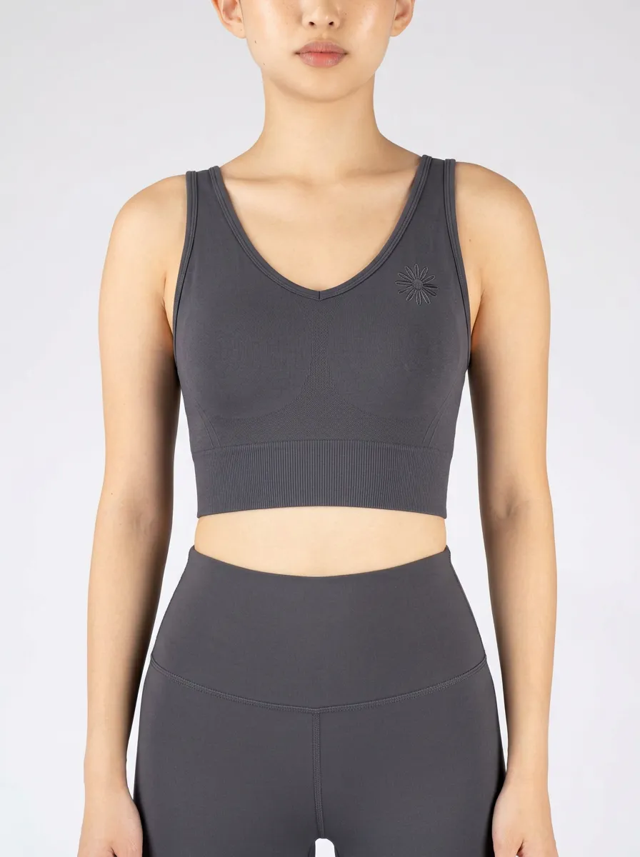 Women's Floral-Embroidered V-Neck Sports Bra