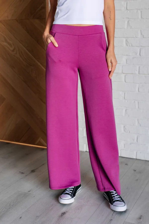 Resort Travel Wide Leg Crop Pants In Magenta