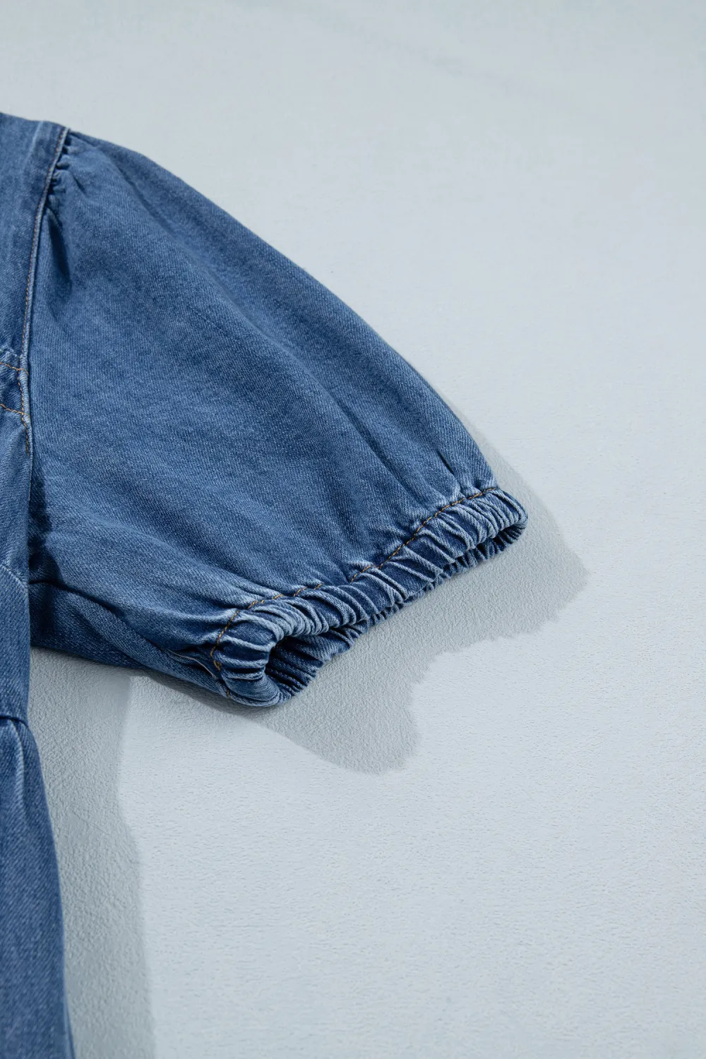 Deep Blue Square Neck Denim Dress