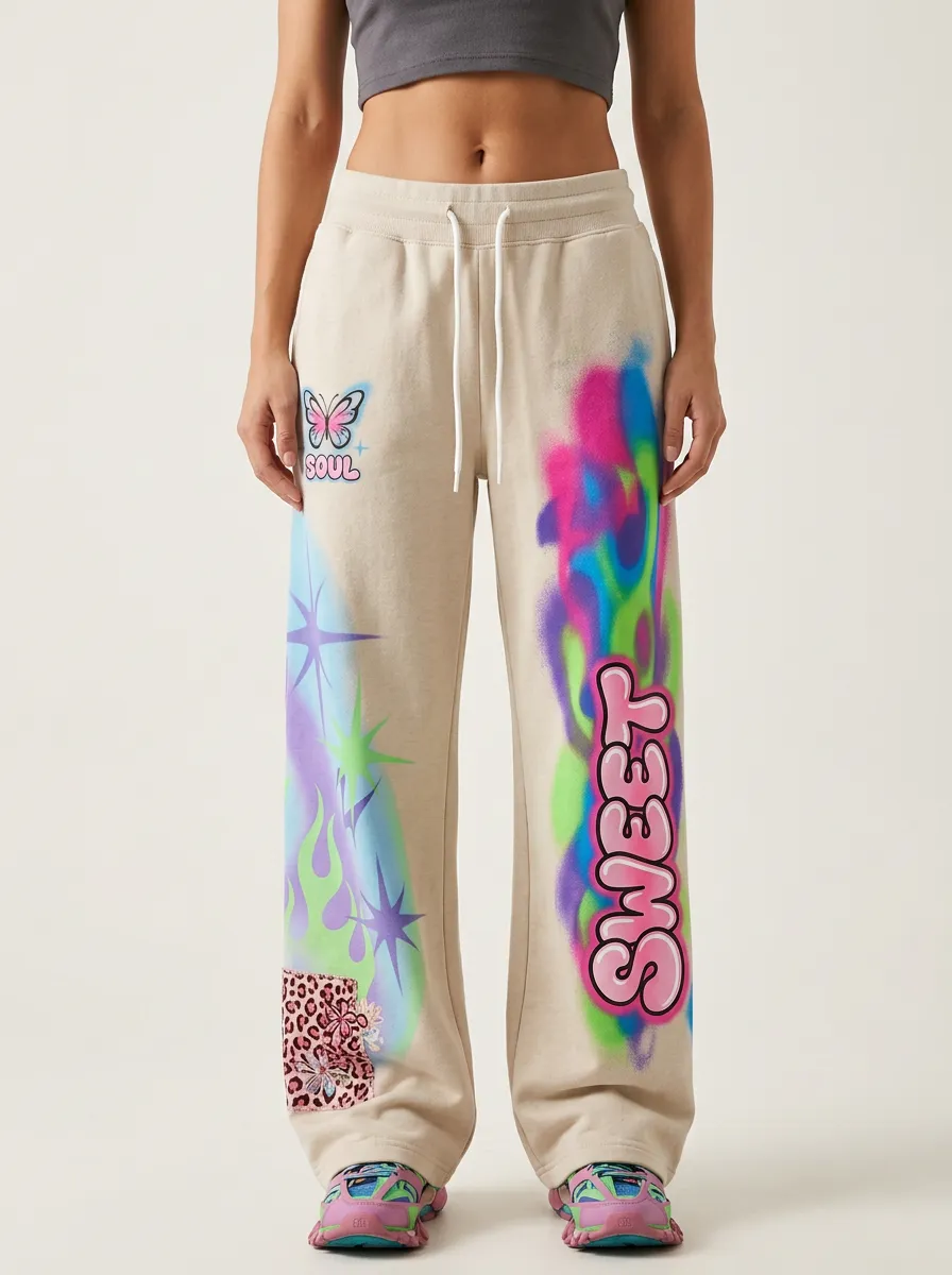 Women's Streetwear Butterfly Graffiti Sweet Printed Sweatpants