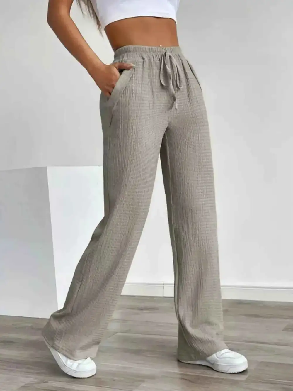 Texture Wide-Leg Pants
