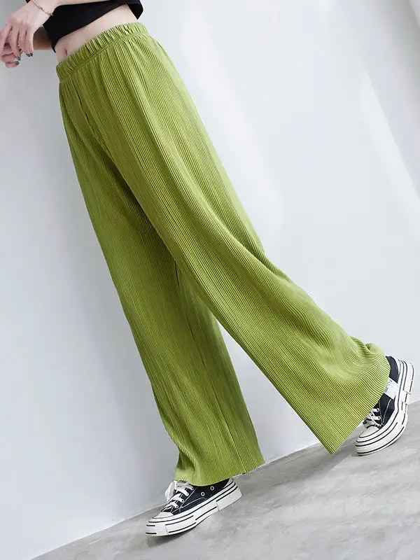 Women's High Waist Wide Leg Pleated Patchwork Pants