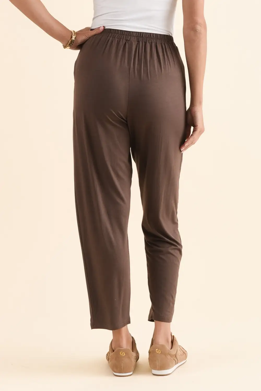 Rayon Mid Rise Elastic Waist Pants