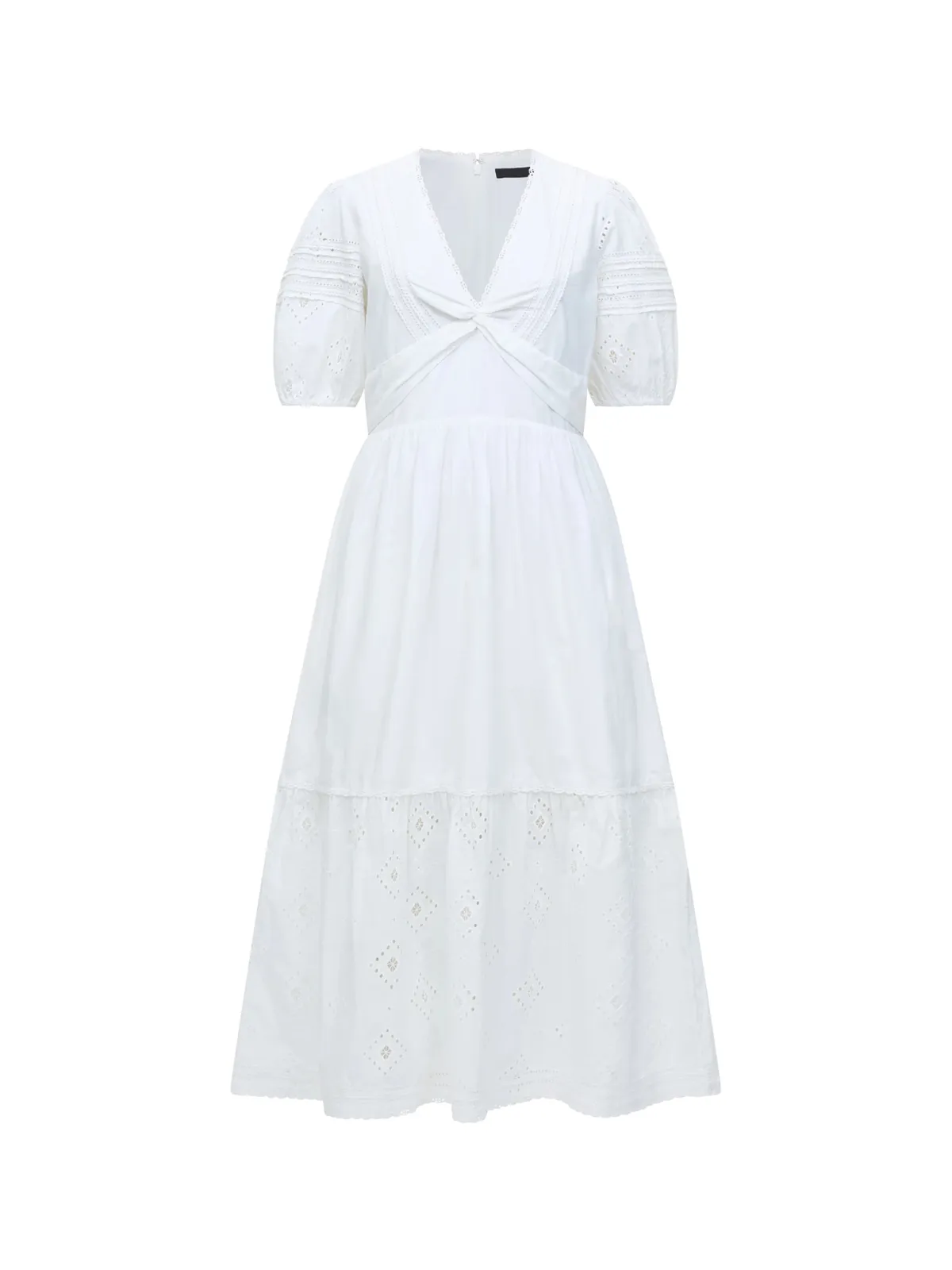 Modern Fashion V-Neck White Art Hollow Dress