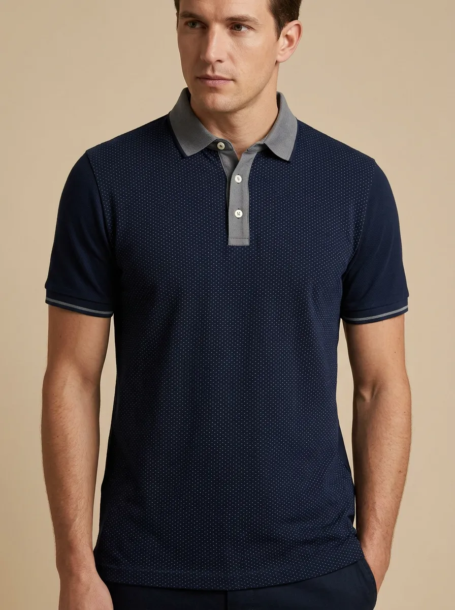 Casual Polka-Dot Men's Polo Shirt