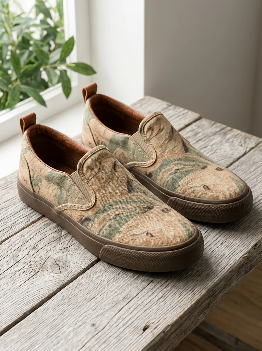Men's Refined Camouflage Pattern Patterned Slip-on Canvas Shoes