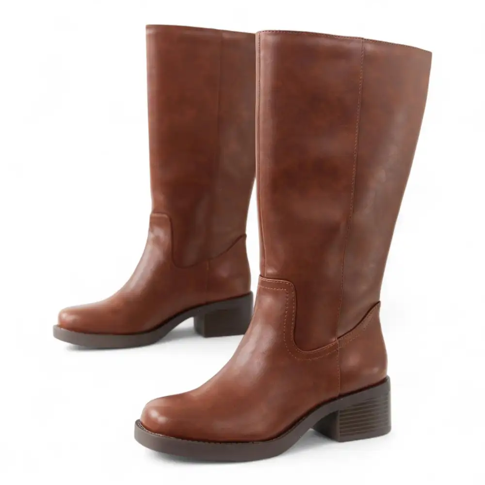 Belvin Square Toe Block Heel Tall Boot