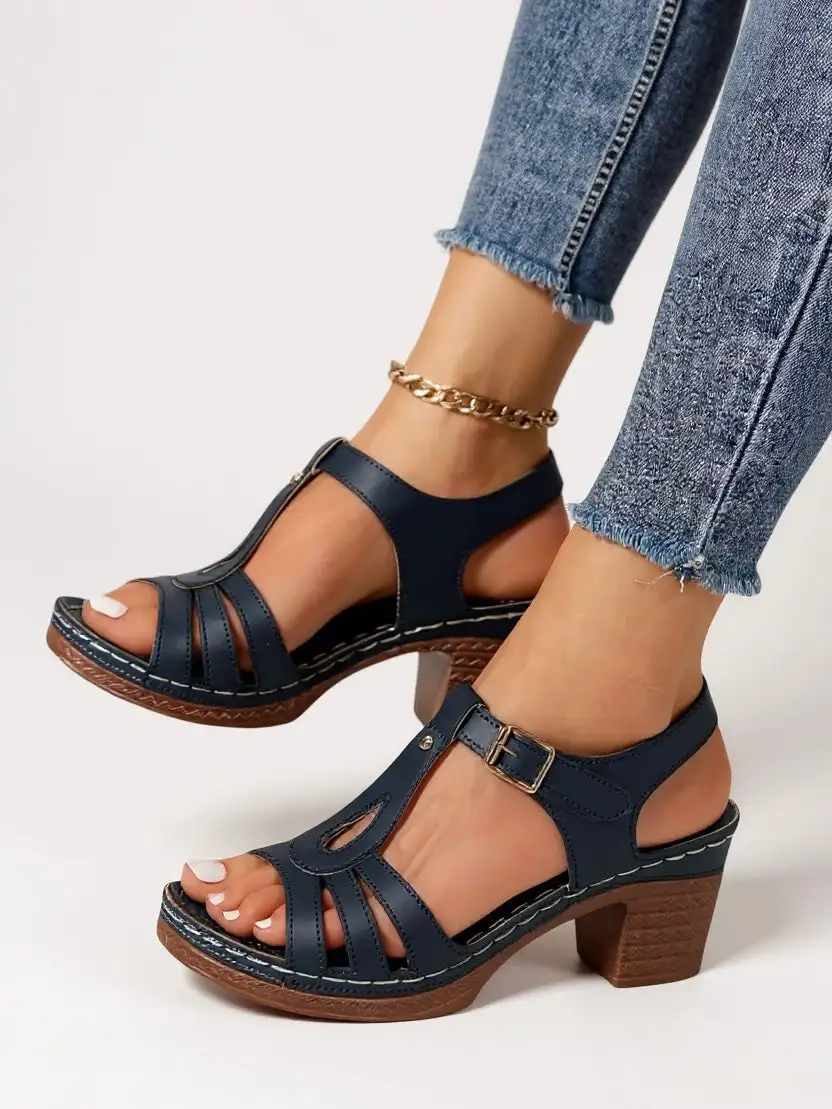  Gladiator Strappy Block Heel Sandals Apparel
