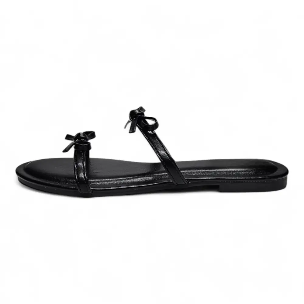 Wallet Double Bow Strap Slide Sandal