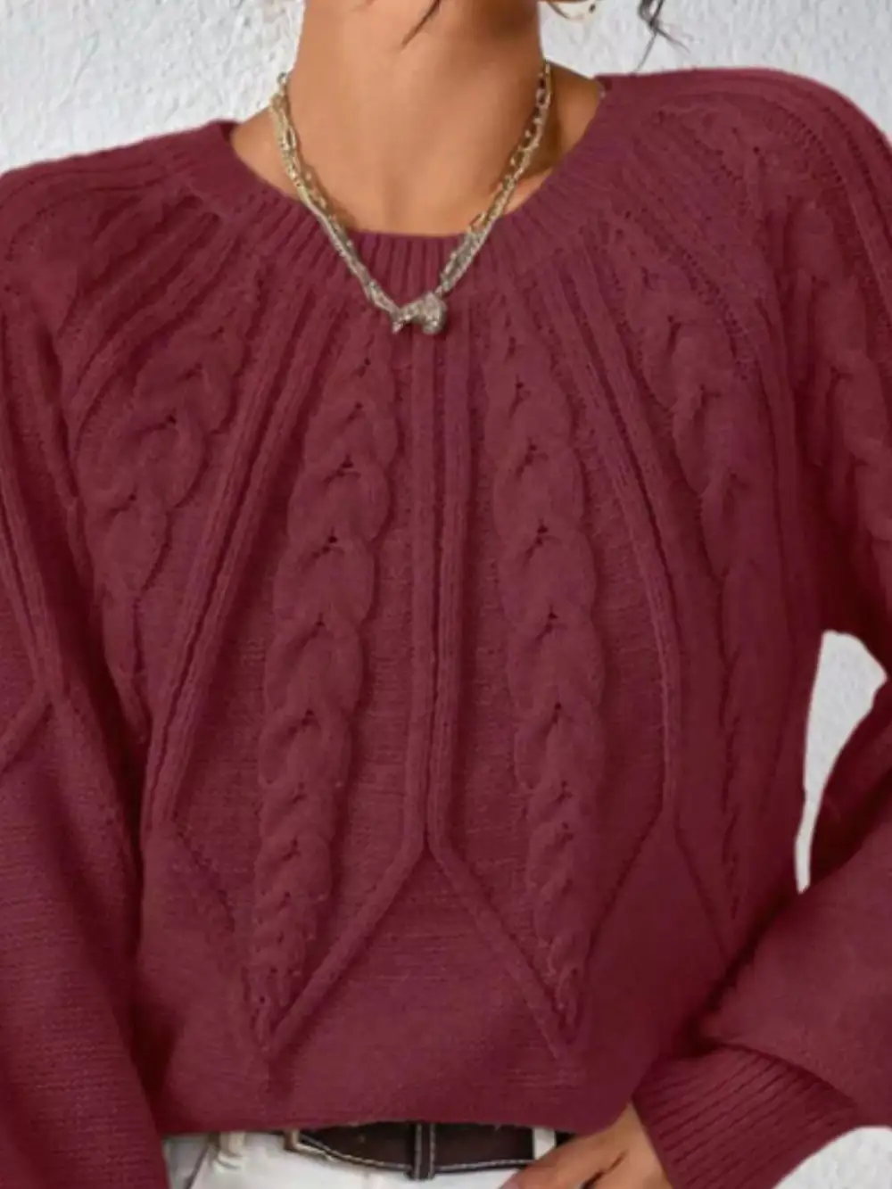 Essential Long Sleeve Cable Knit Sweater