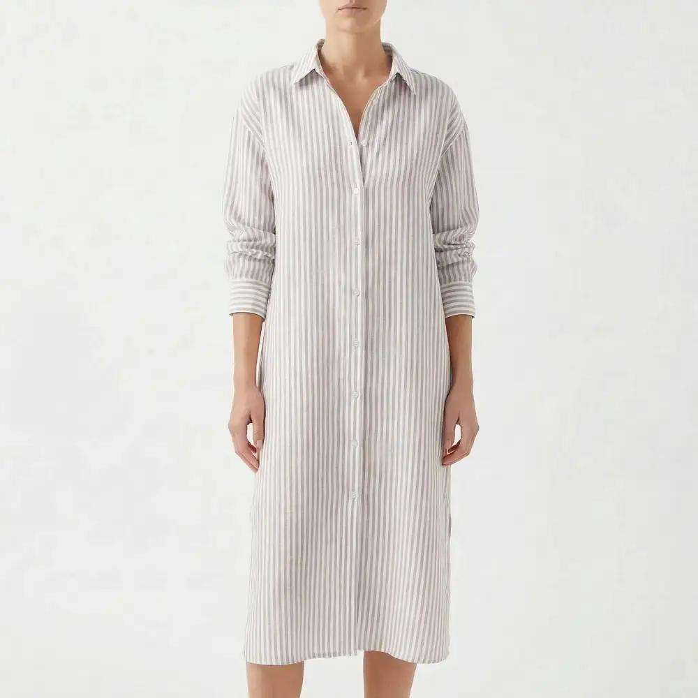  Striped Shirt Dress